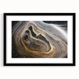 Abstract art print featuring vibrant, textured swirls of blue and orange, ideal for an extra large wall art in a living room.