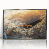 Mid-century modernist art depicting a forest scene in muted green and brown tones on canvas, suitable for nursery wall decor.