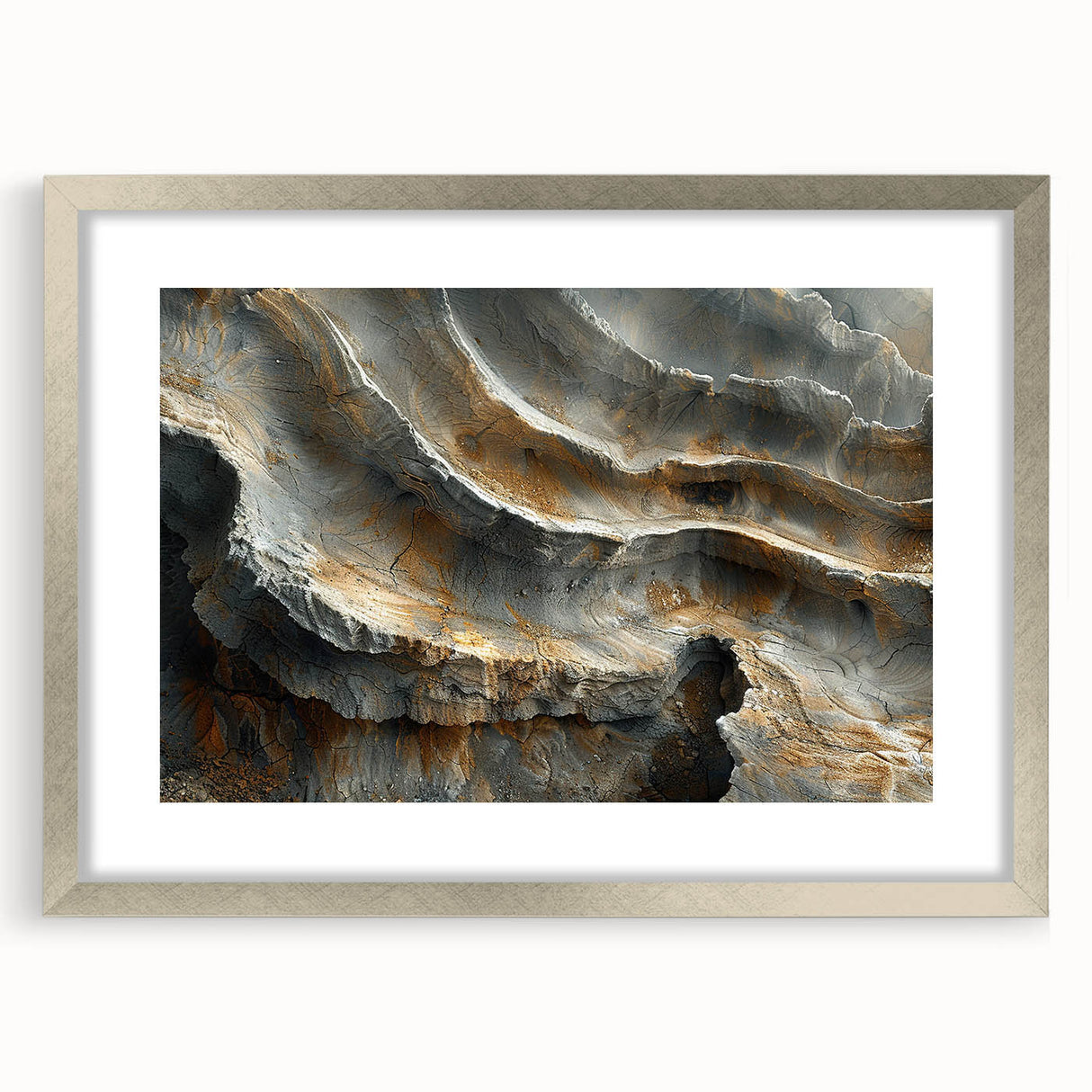 Textured abstract art print in earthy tones on canvas, suitable for enhancing a bedroom's decor.