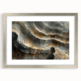 Textured abstract art print in earthy tones on canvas, suitable for enhancing a bedroom's decor.