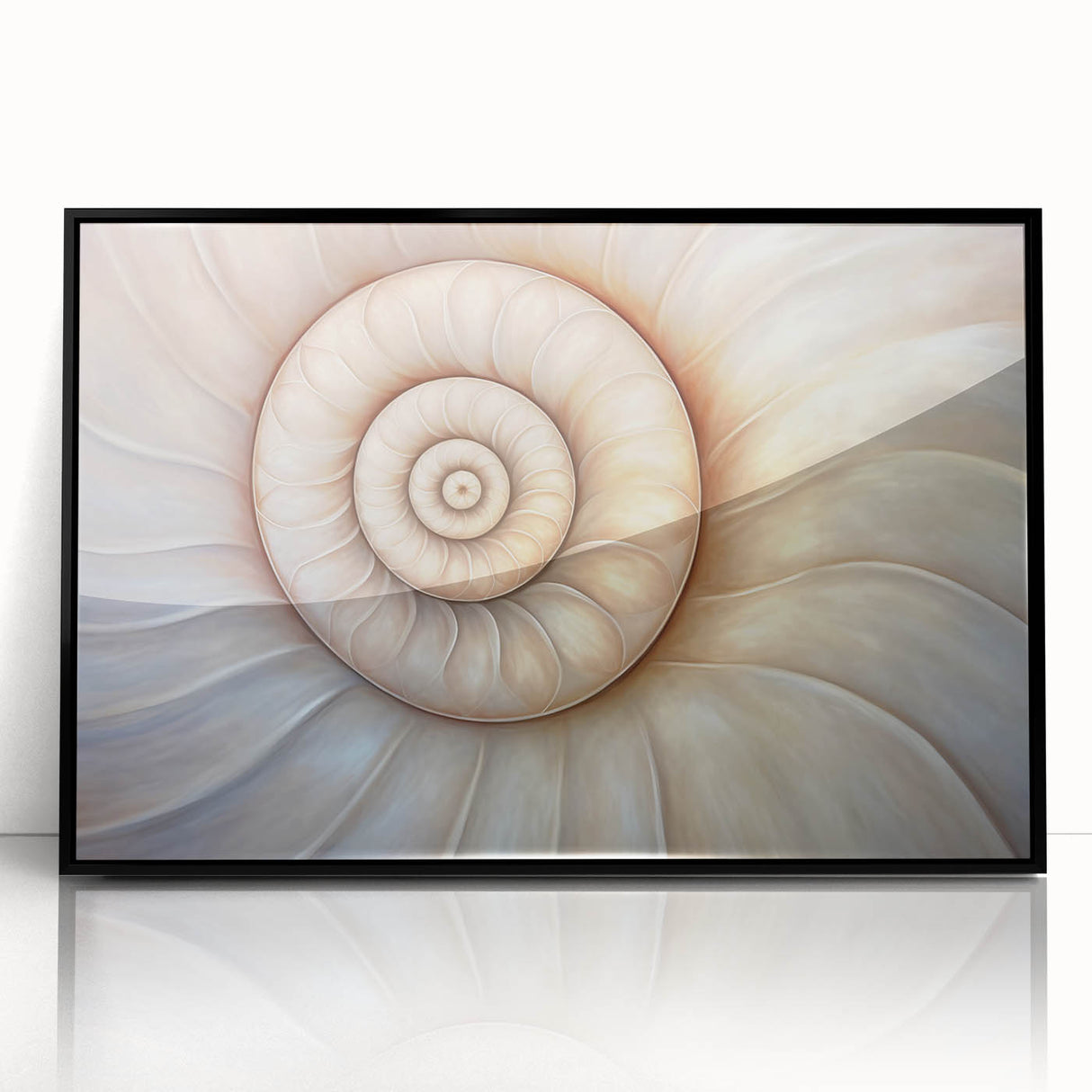 Large abstract wall art featuring swirling blue and green patterns on canvas, in a mid-century modernist style.