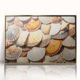 Large art print of a mid-century modernist forest scene in muted green and brown tones on canvas.