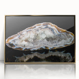 Large art print of a mid-century modernist landscape in muted earth tones on canvas, suitable for nursery wall decor.