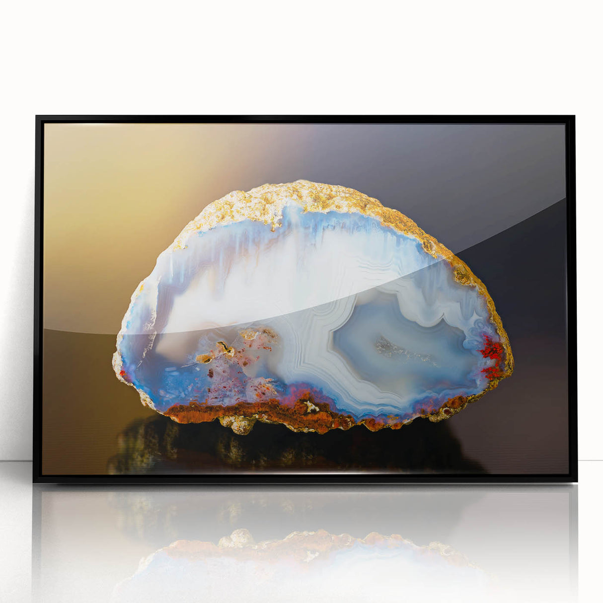 Large abstract wall art featuring swirling blue and green tones on canvas, in a mid-century modernist style.