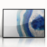 Large abstract wall art depicting swirling blue and gray tones on canvas, ideal for modern art wall decor.