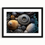 Colorful abstract art print with textured swirls in vibrant hues on a large canvas, ideal for living room decor.