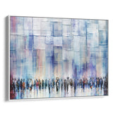 Light blue Western Wall artwork by Avigdor Ben-Ari, showcasing contemporary Jewish-themed decor.