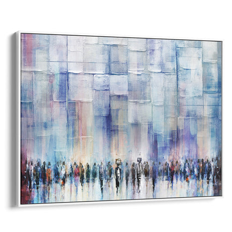 Light blue Western Wall artwork by Avigdor Ben-Ari, showcasing contemporary Jewish-themed decor.