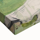 Large art depicting a black and white landscape painting on canvas, ideal for bedroom wall decor.