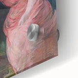 Large abstract wall art in mid-century modernist style with vibrant orange and blue tones on canvas.