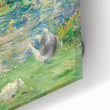 Large abstract wall art in mid-century modernist style, featuring muted earth tones on canvas, ideal for dining room decor.