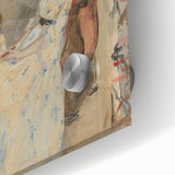 Large abstract wall art in mid-century modernist style, featuring vibrant geometric shapes, ideal for dining room decor.