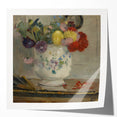 Extra large canvas with a floral print in soft pastel shades, suitable as art wall dining room decor.