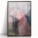 Large abstract wall art in vibrant blues and oranges on canvas, mid-century modernist style, suitable for living room decor.