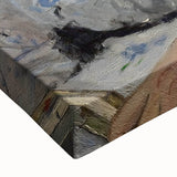 Large art depicting a serene black and white landscape painting on canvas, ideal for bedroom wall decor.