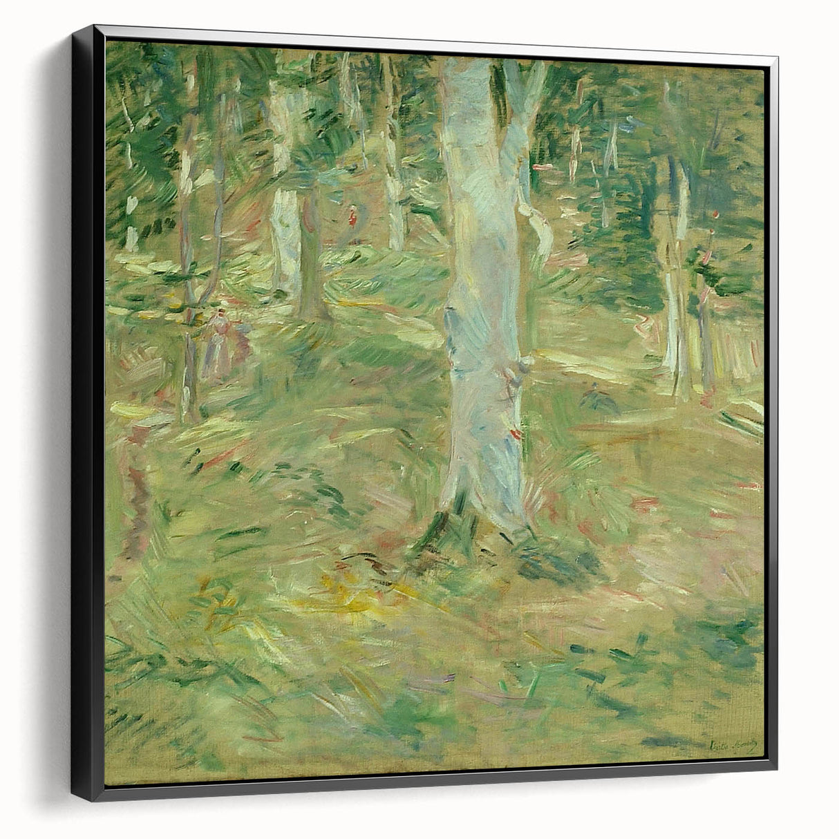 Black and white vintage poster art of a serene landscape, printed on canvas, ideal for bedroom wall decor.