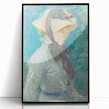 Large abstract wall art in vibrant orange and blue tones on canvas, ideal for modern living room decor.