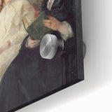 Large abstract wall art in mid-century modernist style, featuring bold geometric shapes in earth tones.