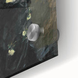 Large abstract wall art in vibrant orange and blue tones, mid-century modernist style, ideal for dining room ambiance.
