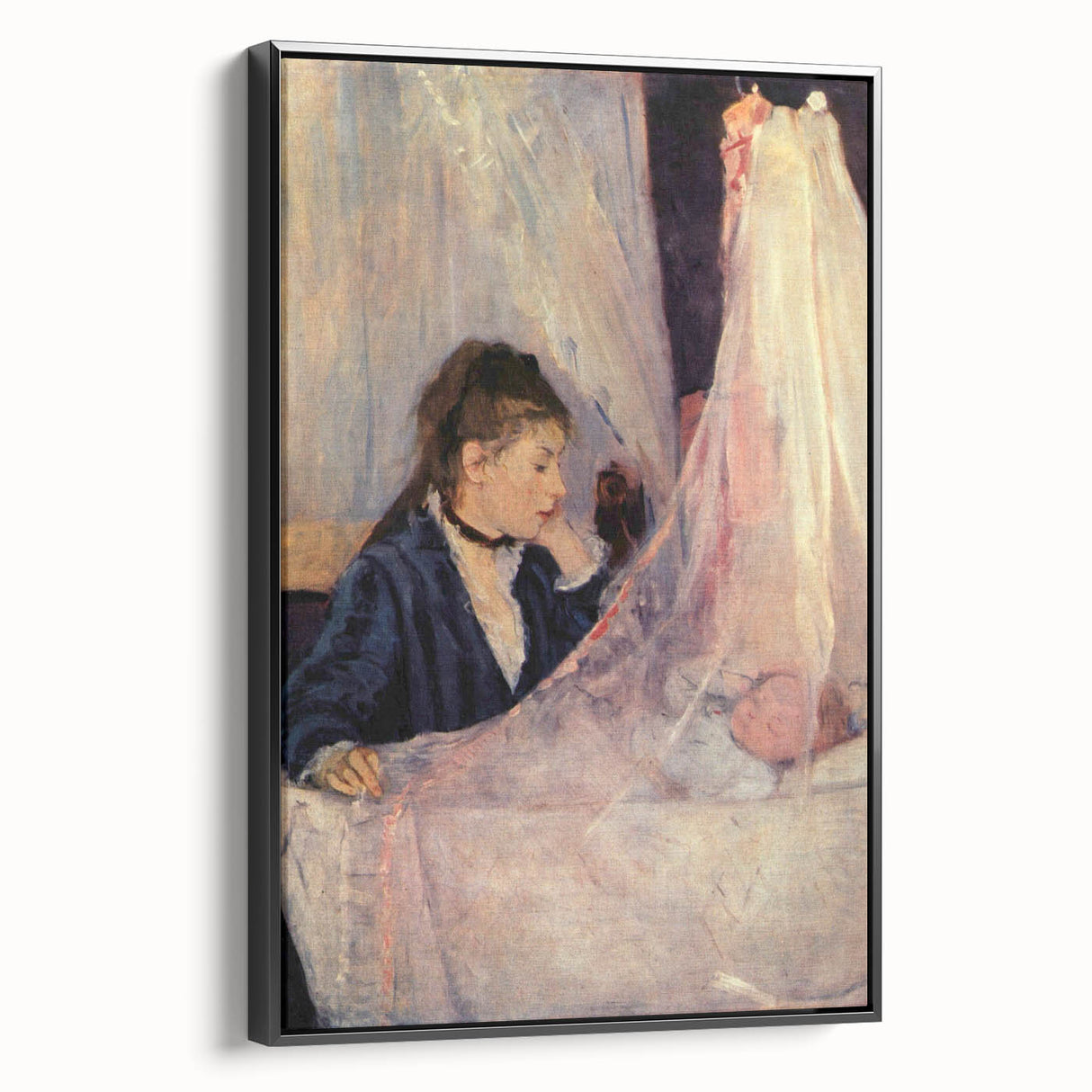 Black and white vintage poster art of a serene landscape, ideal for bedroom wall decor.
