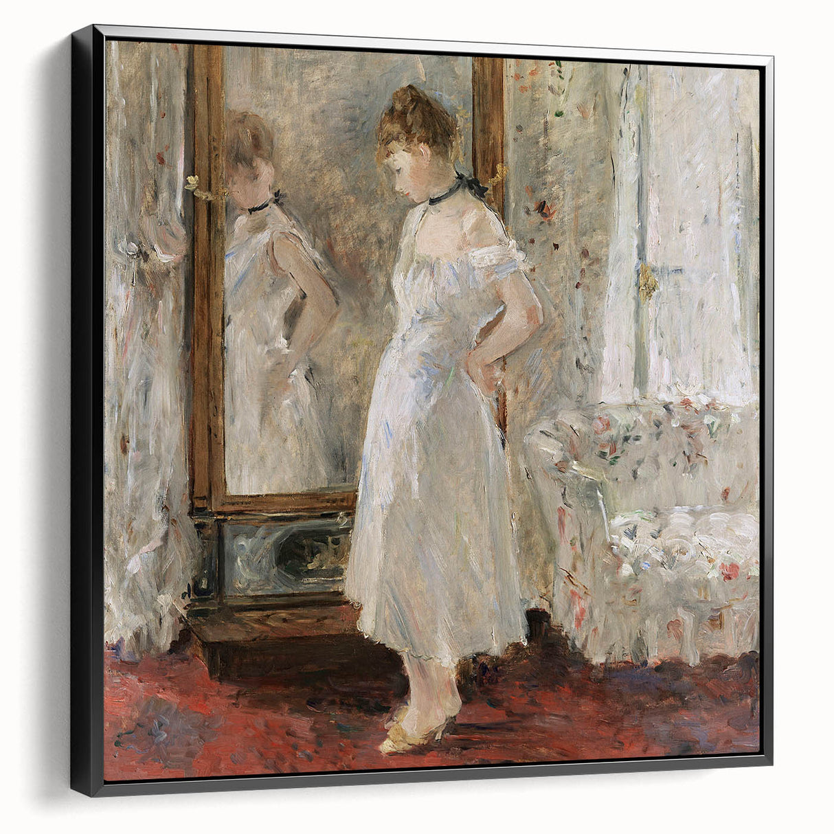 Black and white vintage poster art depicting a serene landscape, ideal for bedroom wall decor.