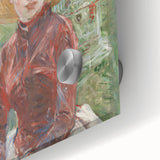 Large abstract wall art featuring swirling blue and gray tones on canvas.