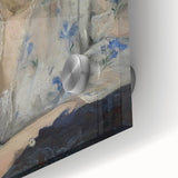 Large abstract wall art in muted earth tones on canvas, featuring mid-century modernist design.