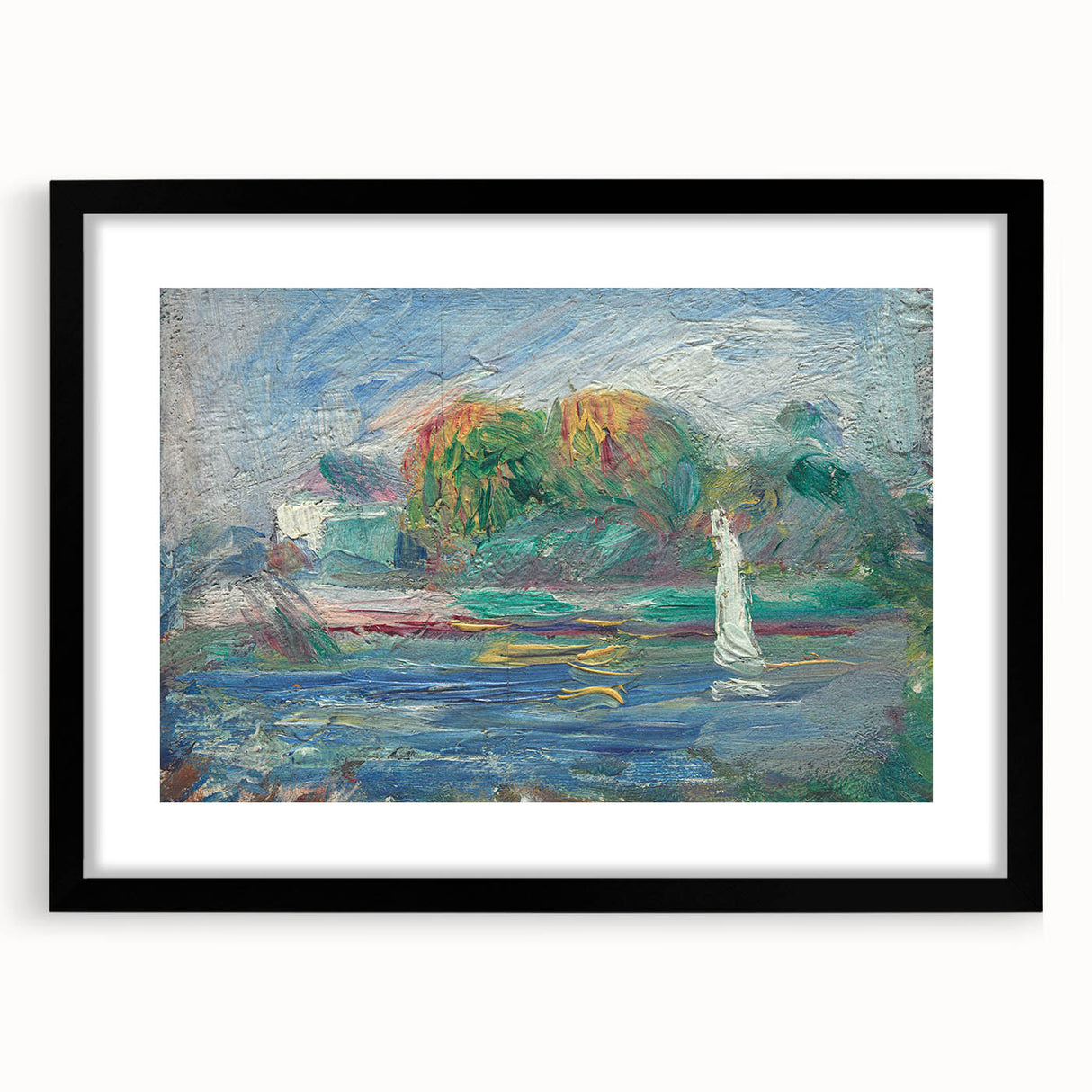 Extra large colorful abstract art print on canvas, featuring textured swirls in vibrant hues, ideal for living room decor.