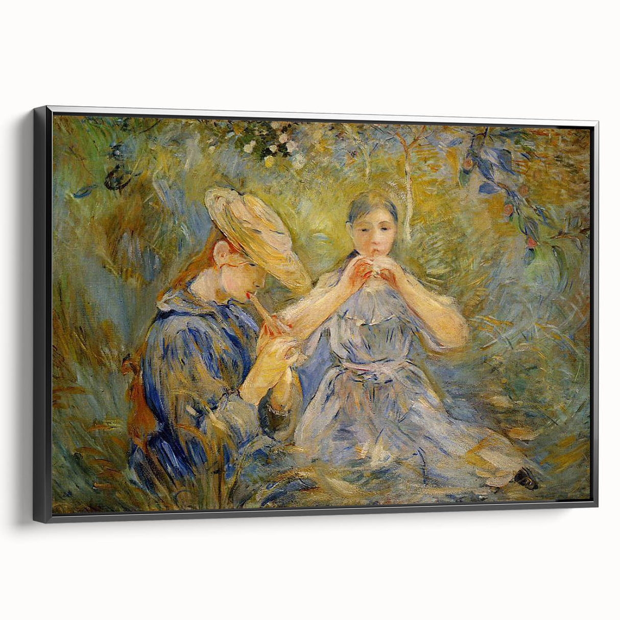Black and white vintage poster art featuring a tranquil landscape scene on rolled canvas, ideal for bedroom wall decor.