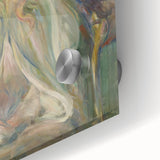 Large abstract wall art in muted earth tones on canvas, featuring mid-century modernist design.