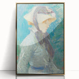 Large art print of a mid-century modernist style with vibrant colors on canvas, suitable for modern nursery wall decor.