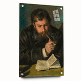 Large abstract wall art featuring swirling blue and gray tones on canvas, ideal for modern bedroom or dining room decor.