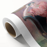 Art deco poster featuring a stylized stork in pastel shades, ideal for nursery wall art.