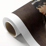 Art deco poster featuring a stylized stork in muted gold and teal, printed on canvas, ideal for nursery wall art.