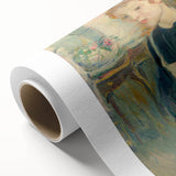 Art deco style poster featuring geometric patterns and soft pastel colors.