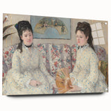 Large abstract wall art in muted blue and grey tones on canvas, ideal for bedroom or dining room decor.