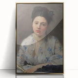 Large art print of a mid-century modernist abstract design in muted earth tones on canvas, suitable for nursery wall art.