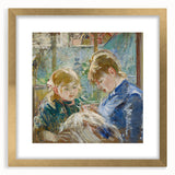 Extra large abstract art print featuring textured swirls in blue and gray, ideal for living room decor.