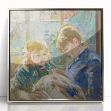 Mid-century modernist art featuring geometric shapes in muted earth tones on canvas, suitable for nursery wall decor.