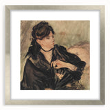 Textured abstract art print in muted gray and blue tones on canvas, suitable for bedroom wall decor.