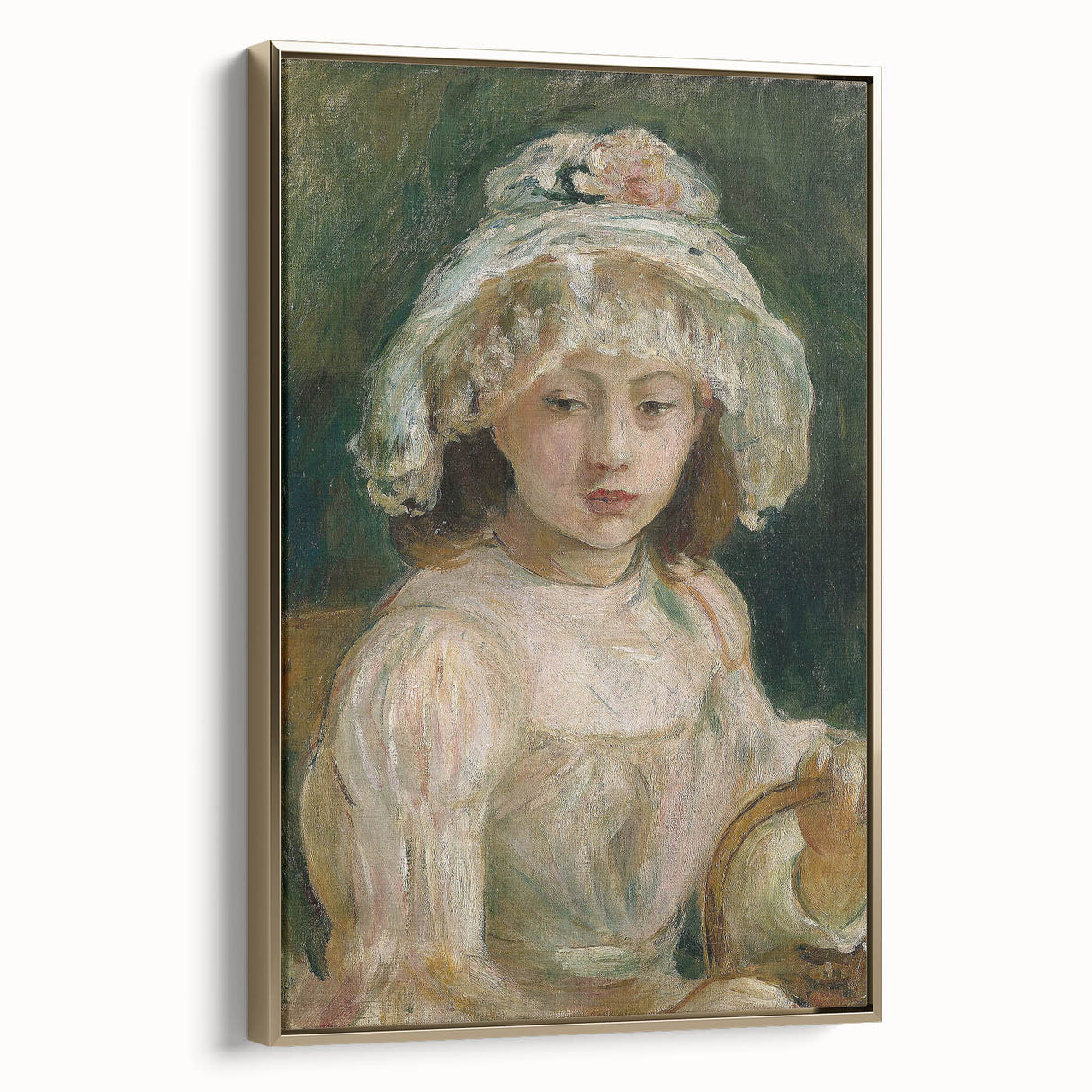 Landscape painting in muted earth tones on canvas, depicting a serene vintage-style scene, ideal for bedroom wall art.