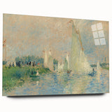 Large abstract wall art in vibrant blue and orange tones on canvas, suitable for bedroom or dining room decor.