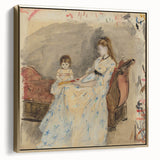 Landscape painting with subdued black tones on a vintage poster, ideal for bedroom wall decor.