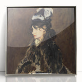 Mid-century modernist art print featuring geometric shapes in muted colors on canvas, suitable for nursery wall decor.