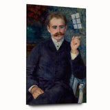 Large abstract wall art in blue and gold tones, acrylic print, suitable for bedroom or dining room decor.