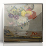 Mid-century modernist art poster featuring geometric shapes in pastel colors, ideal for nursery wall art.