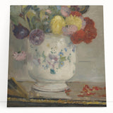 Large black and white abstract print on canvas, featuring dynamic brush strokes.