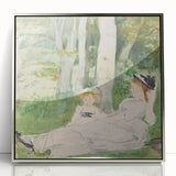 Mid-century modernist art depicting abstract shapes in muted earth tones on canvas, suitable for nursery wall decor.