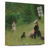 Large abstract wall art featuring swirling blue and grey tones on canvas, ideal for bedroom or dining room decor.