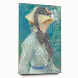 Large abstract wall art with swirling blue and grey tones on canvas, suitable for bedroom or dining room decor.